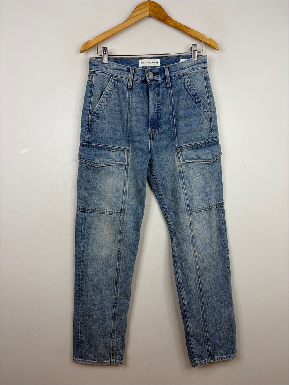 Denim Forum Jeans Womens 27 x 29 The 90s Lo Rise Cargo Slim Blue Aritzia